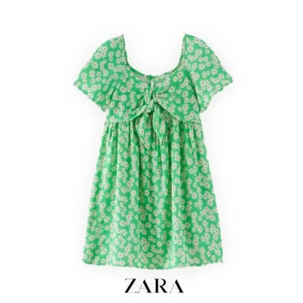 Zara Green Cap Sleeve Daisy Dress